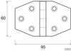 Keksscharnier 60x95mm pl weiß 