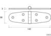 Charnière d'aile robuste 38x142mm inox 