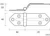 Niedrig versetztes Scharnier 40x50 / 81mm Inox 