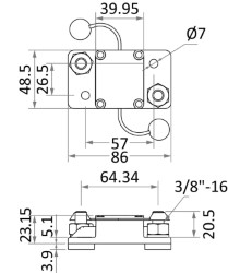 Watertight circuit breaker automatic reset 120 A 