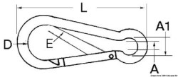 Karabiner kuka polirani AISI 316 w. oko 13 mm