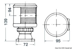 DHR navigacijska luč w / stenski nosilec BICOLOUR 25 W