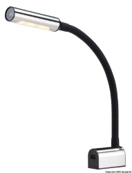 Schwenkbarer LED-Strahler Bettkopf/Kartenlesen VA-Stahl + Silikon, black 