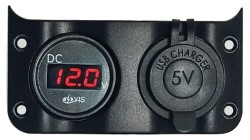 Voltmeter 3/30 V + dual USB socket 