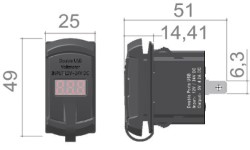Prise double USB-A+C + 12/24 V voltmètre 