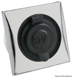 Watertight lighter power socket, chromed 