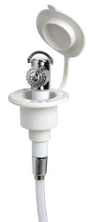 Push-button shower white finish PVC hose 4 m Flat mounting