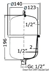 Accumulator tank f. fresh w. pump/water heater 2 l 