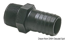 Male hose adapter black polycarbonate 3/4