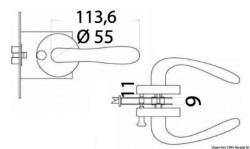 Απλή κλειδαριά με εσοχή χρωμιωμένη ορείχαλκος 68x60x9 mm
