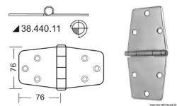 Scharnier 2 mm standaard stift 152x76 mm