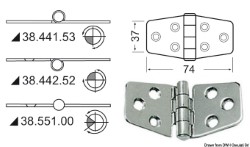 Hinge standard pin 74x37 mm 