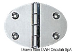 Charnière ovale 48x67 mm avec goujons 2 mm 