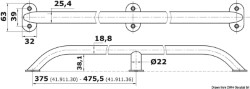 Main-courante ovalisée AISI316 19x25 mm 750 mm 