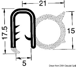 Versterkt PVC-profiel f. kralen zwart 4-5mm 50m