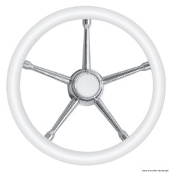 A soft polyurethane steering wheel white/SS 350 mm 