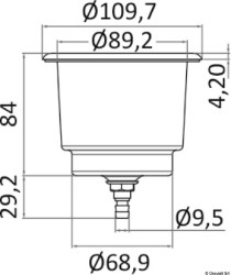 Titular de vidrio estándar Delux SS w / orificio de drenaje