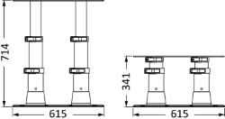 Double pedestal ss handles base 615 x 300 mm 