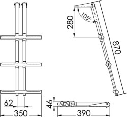 Potapljač teleskopska lestev za gangplank 3 korakih