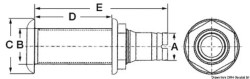 Lange buitenboordkraan van nylon/glasvezel 2"1/4 x 38 mm ventiel