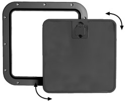 Inspection hatch with removable black front lid 