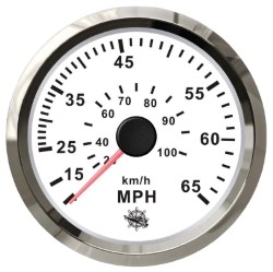 Pitot speedometer 0-65 MPH white/glossy 