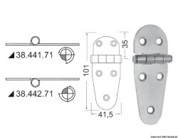 Hinge standard pin 101x41,5 mm 