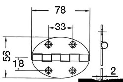 Oval hinge 78x56 mm stud mounting 2 mm 