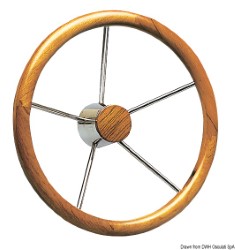 Barre à roue inox avec couronne en teck 400 mm 