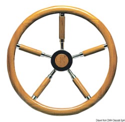 SS steering wheel w/teak external rim 500 mm 