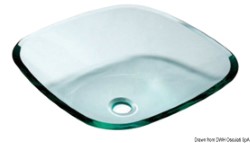 Stakleni kvadratni sudoper zaobljenih rubova 420 x 420 mm