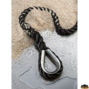 Spliced mooring rope high tenacity polyester black color diameter 28 mm length 1