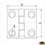 AISI 316 stainless steel hinge 50x50 mm