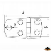 AISI 316 stainless steel hinge 57x38 mm