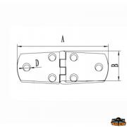 AISI 316 stainless steel hinge 101x38 mm