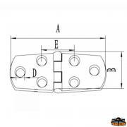 AISI 316 stainless steel hinge 76x38 mm