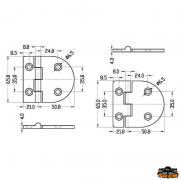 Cerniera inox 71x65 mm rovesciata