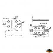 Scharnier aus Edelstahl AISI 316 76x40 mm