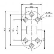 Charnière en acier inoxydable AISI 316 71x38 mm