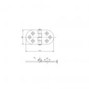 Scharnier aus Edelstahl AISI 316 76x40 mm