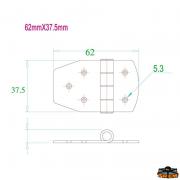 Scharnier aus Edelstahl AISI 316 62x38 mm