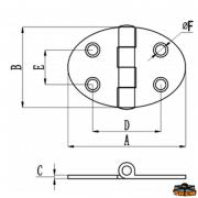 AISI 316 stainless steel hinge 51x35 mm