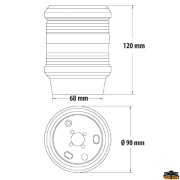 12V Runde Navigationslichter, schwarzes Gehäuse, weißes Glas 360