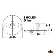 Basetta con perno per testine 8 mm