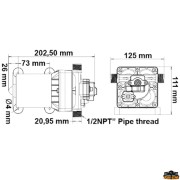 4-diaphragm self-priming fresh water pump 12V flow 11,5 Lt/min