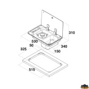 Combination gas stove 1 with built-in sink and glass-tempered cover model FL1323