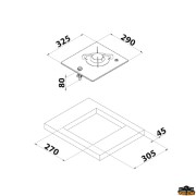 Square glass top 1 burner SR model PV1320