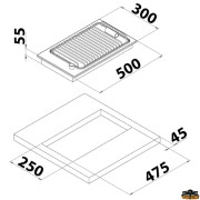 Built-in stove with stainless steel structure model PB1327